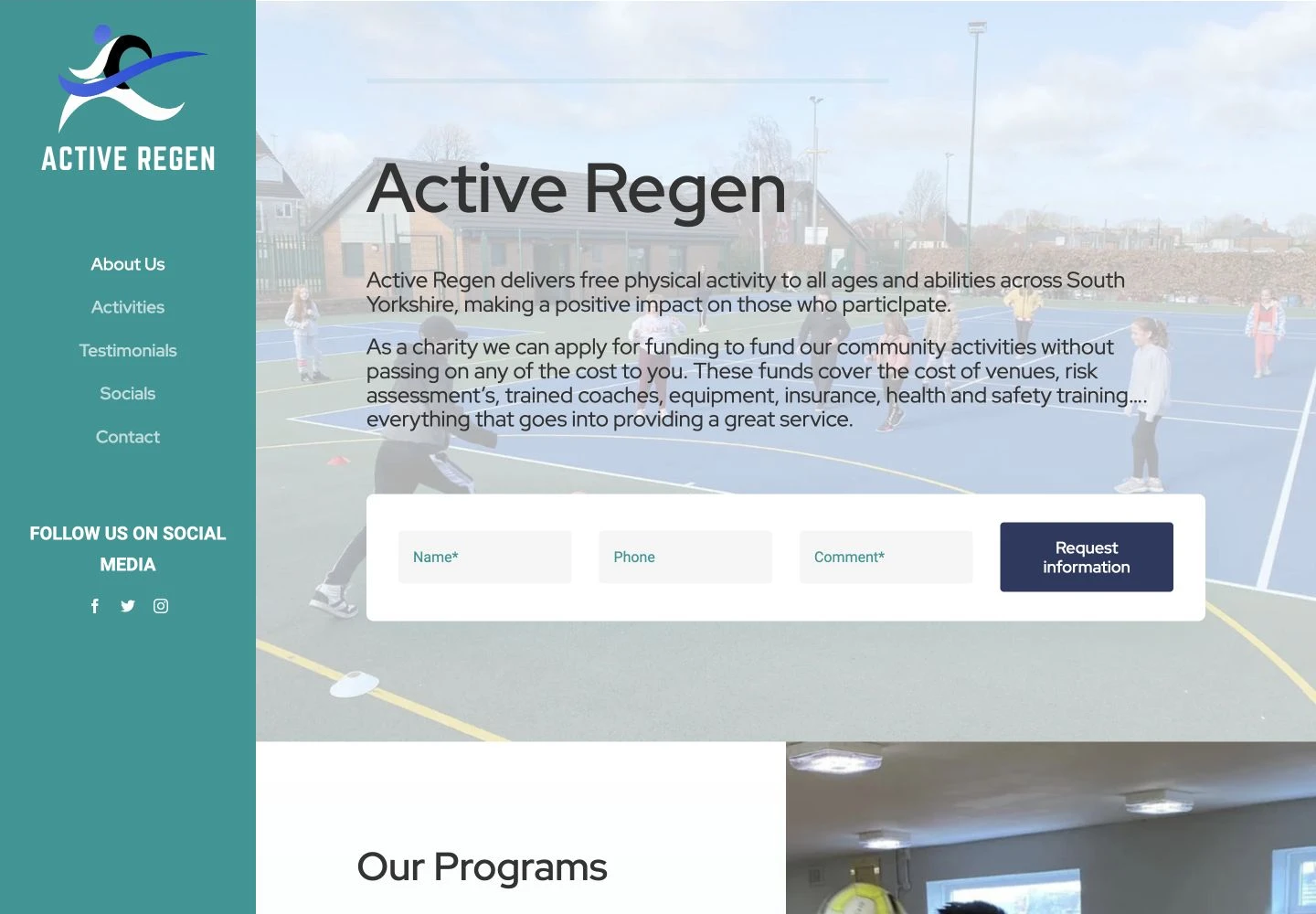 Active Regen desktop website