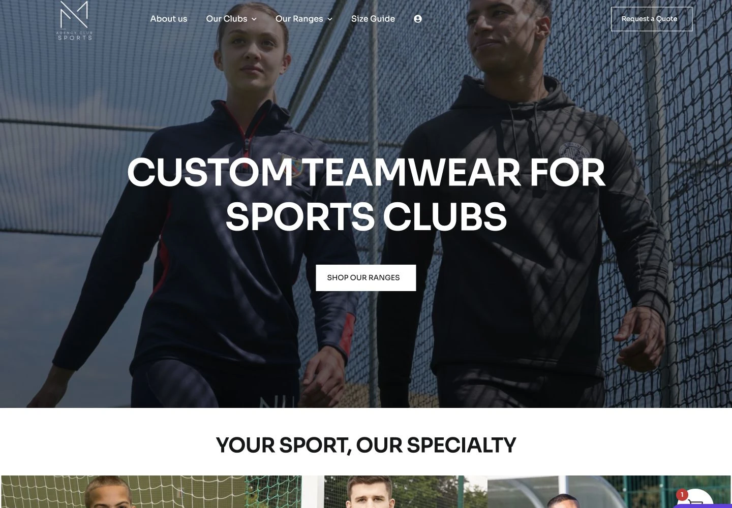 Agency Club Sports website