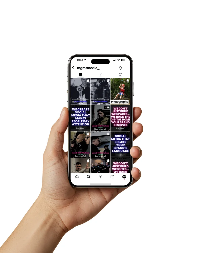 Media MGMT Instagram feed featuring branded posts, photography and behind-the-scenes video